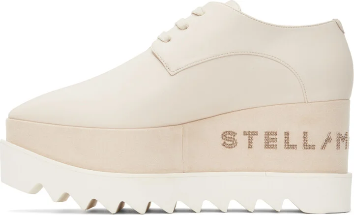 Stella McCartney Beige Elyse Logo Platforms Derbys - Image 3