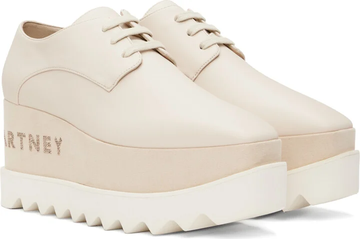 Stella McCartney Beige Elyse Logo Platforms Derbys - Image 4