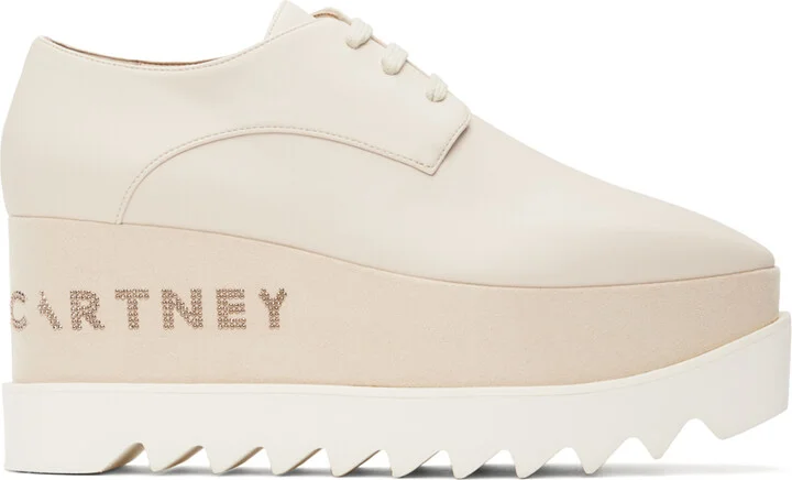 Stella McCartney Beige Elyse Logo Platforms Derbys