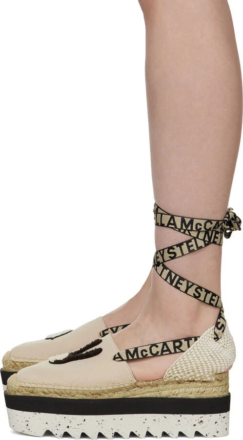 Stella McCartney Beige Gaia Little Black Bunny Espadrilles - Image 3