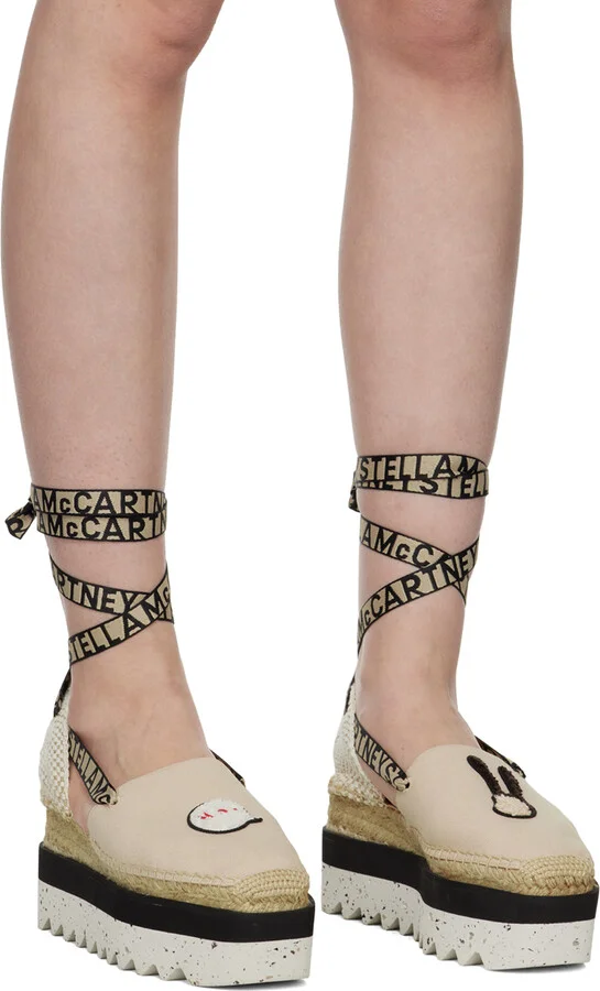 Stella McCartney Beige Gaia Little Black Bunny Espadrilles - Image 4