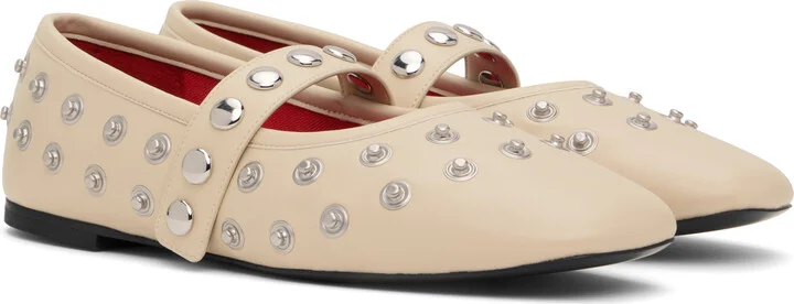 Stella McCartney Beige Ryder Popper-Studded Ballerina Flats - Image 4