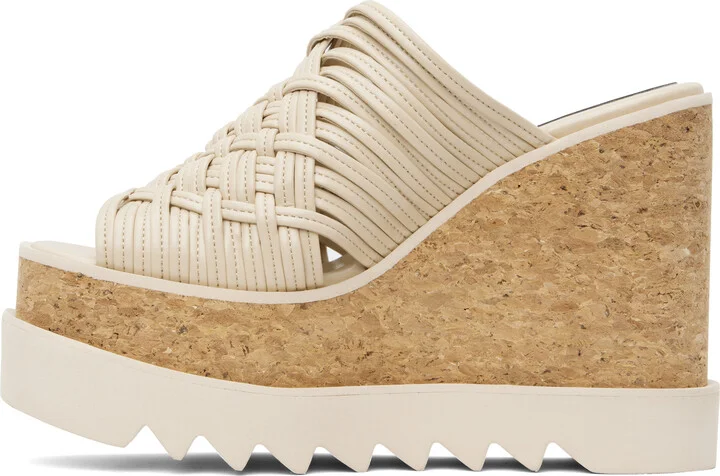 Stella McCartney Beige Sneak-Elyse Woven Platform Wedge Sandals - Image 3