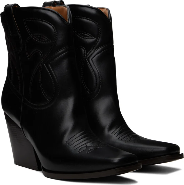 Stella McCartney Black Cowboy Ankle Boots - Image 4