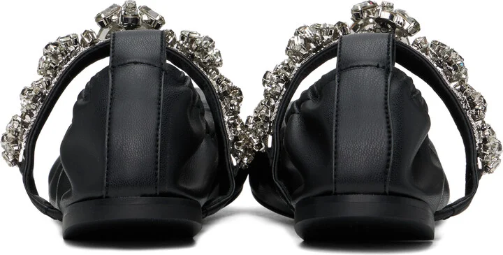 Stella McCartney Black Elsa Crystal Flowers Ballerina Flats - Image 2
