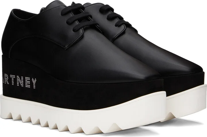 Stella McCartney Black Elyse Logo Platforms Derbys - Image 4