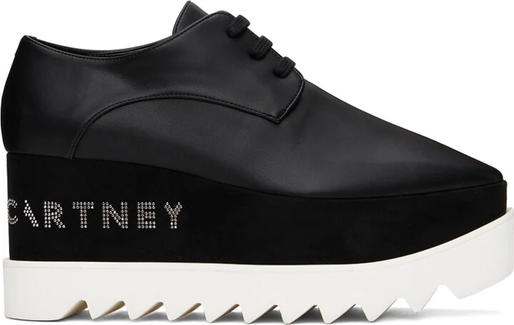 Stella McCartney Black Elyse Logo Platforms Derbys