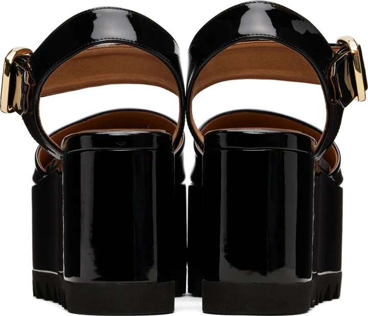 Stella McCartney Black Elyse Patent Platform Sandals - Image 2
