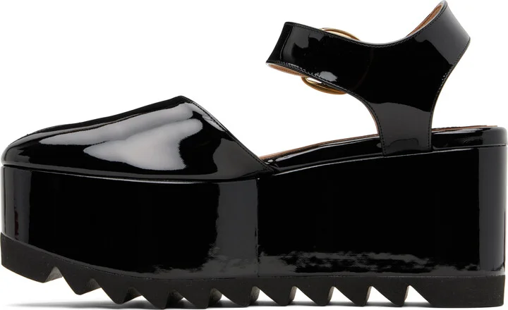 Stella McCartney Black Elyse Patent Platform Sandals - Image 3