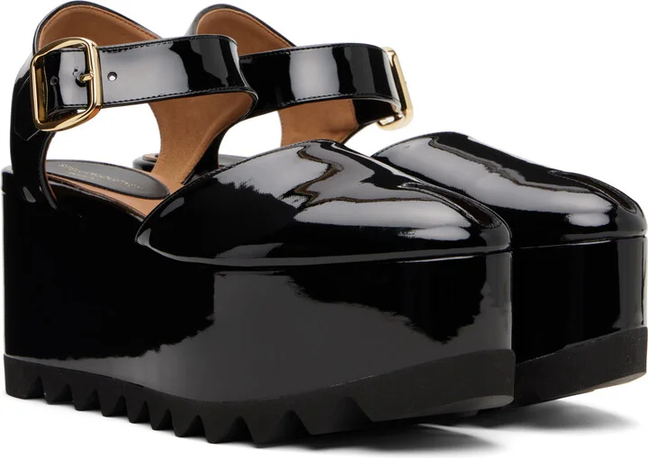 Stella McCartney Black Elyse Patent Platform Sandals - Image 4