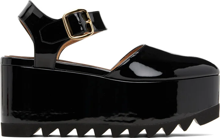 Stella McCartney Black Elyse Patent Platform Sandals