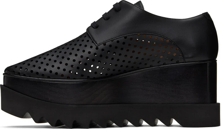 Stella McCartney Black Elyse Perforated Platform Oxfords - Image 3