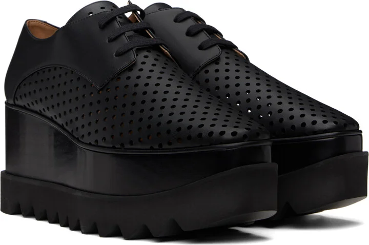 Stella McCartney Black Elyse Perforated Platform Oxfords - Image 4