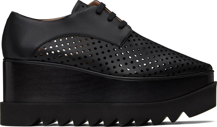 Stella McCartney Black Elyse Perforated Platform Oxfords