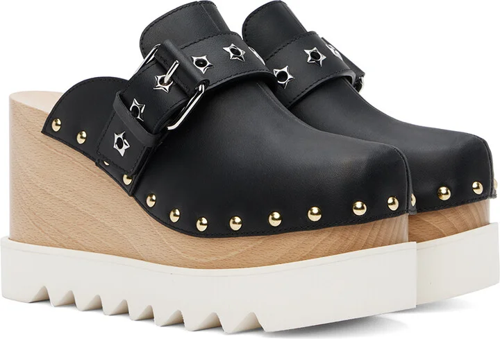 Stella McCartney Black Elyse Star-Studded Slip-On Loafers - Image 4