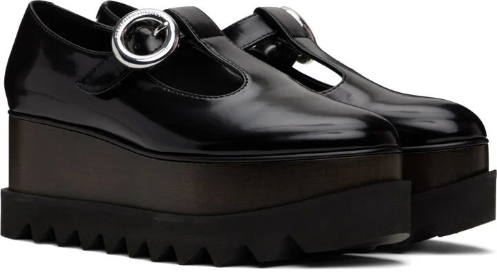 Stella McCartney Black Elyse T-Bar Platform Mary Jane Derbys - Image 4