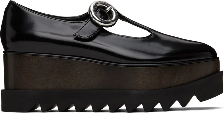 Stella McCartney Black Elyse T-Bar Platform Mary Jane Derbys