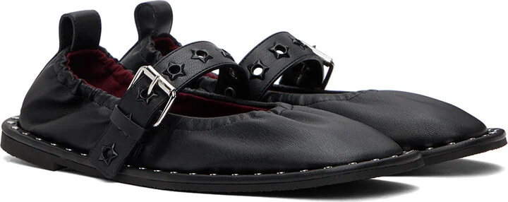 Stella McCartney Black Falabella Star-Studded Ballerina Flats - Image 4