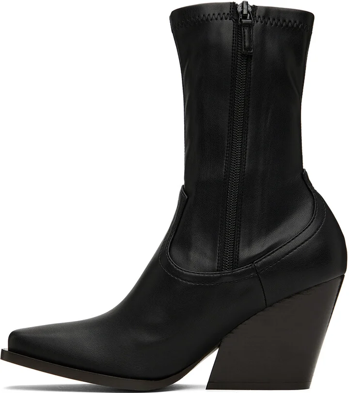 Stella McCartney Black Faux-Leather Cowboy Boots - Image 3