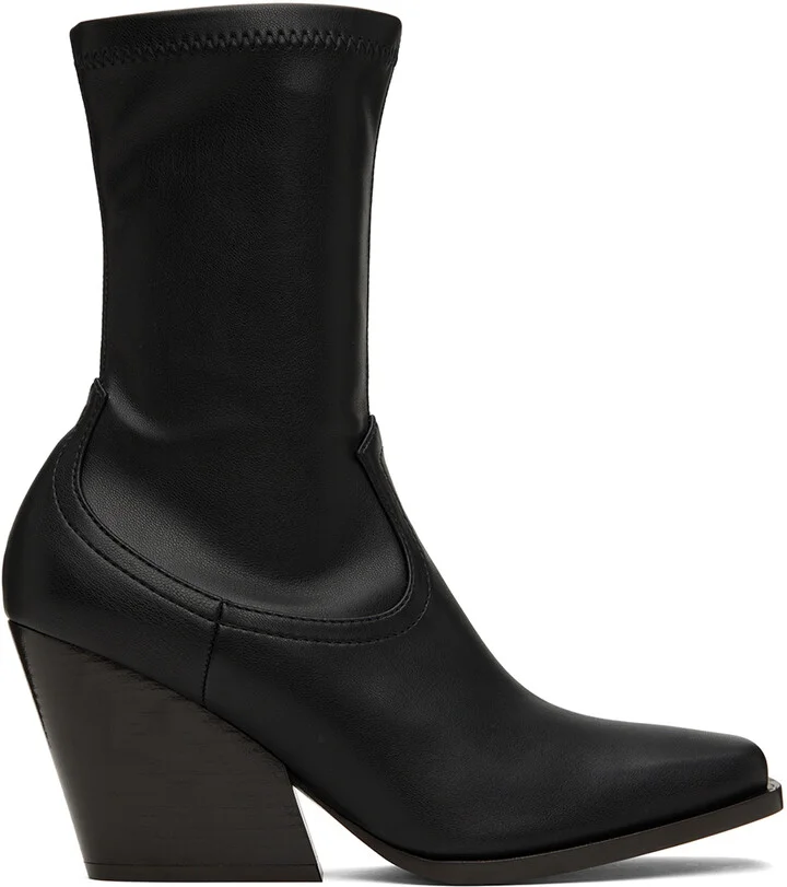 Stella McCartney Black Faux-Leather Cowboy Boots