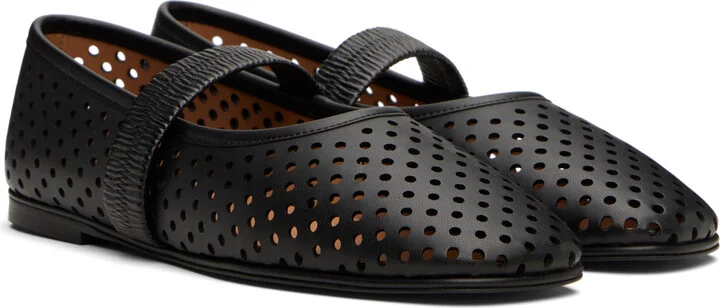 Stella McCartney Black Ryder Perforated Ballerina Flats - Image 4