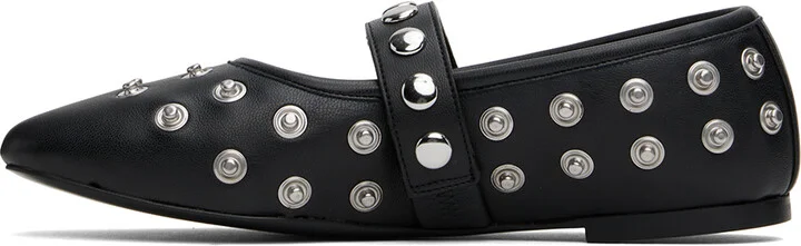 Stella McCartney Black Ryder Popper-Studded Ballerina Flats - Image 3