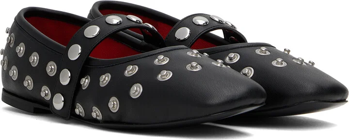 Stella McCartney Black Ryder Popper-Studded Ballerina Flats - Image 4