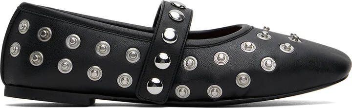 Stella McCartney Black Ryder Popper-Studded Ballerina Flats
