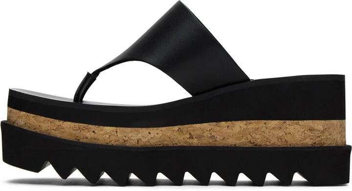 Stella McCartney Black Sneak-Elyse Platform Thong Sandals - Image 3