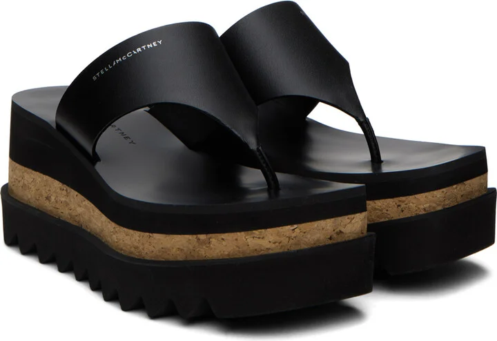Stella McCartney Black Sneak-Elyse Platform Thong Sandals - Image 4