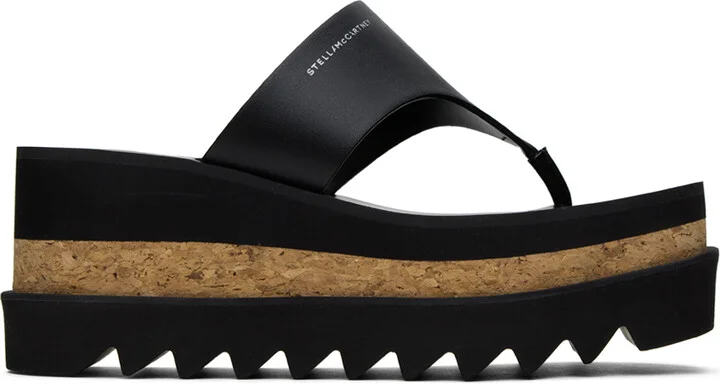 Stella McCartney Black Sneak-Elyse Platform Thong Sandals
