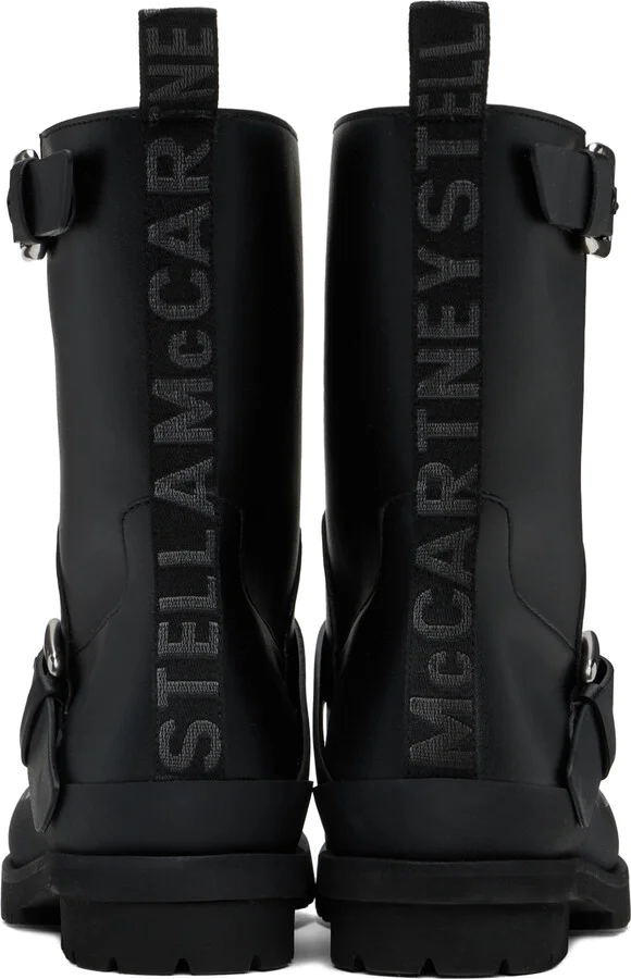 Stella McCartney Black Trace Buckle-Strap Biker Boots - Image 2