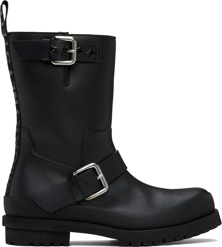 Stella McCartney Black Trace Buckle-Strap Biker Boots