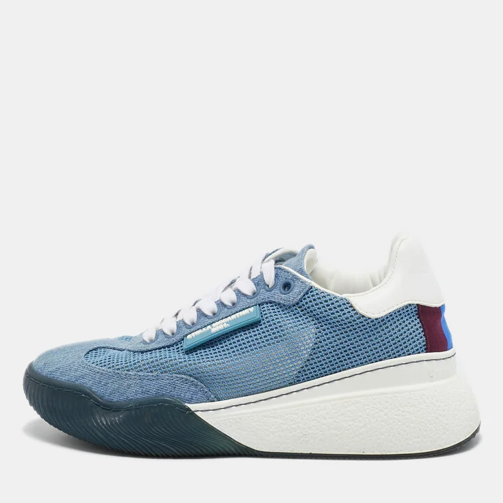 Stella McCartney Blue Mesh and Denim Loop Sneakers Size 37