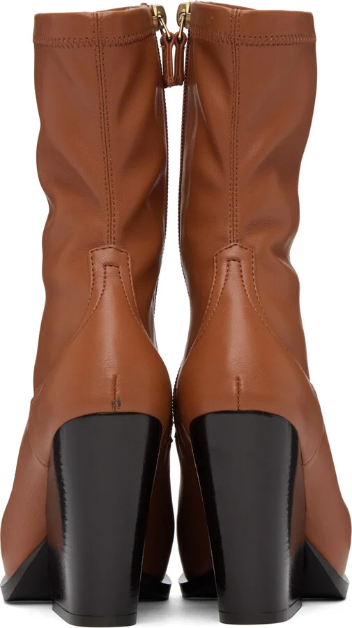 Stella McCartney Brown Cowboy Ankle Boots - Image 2