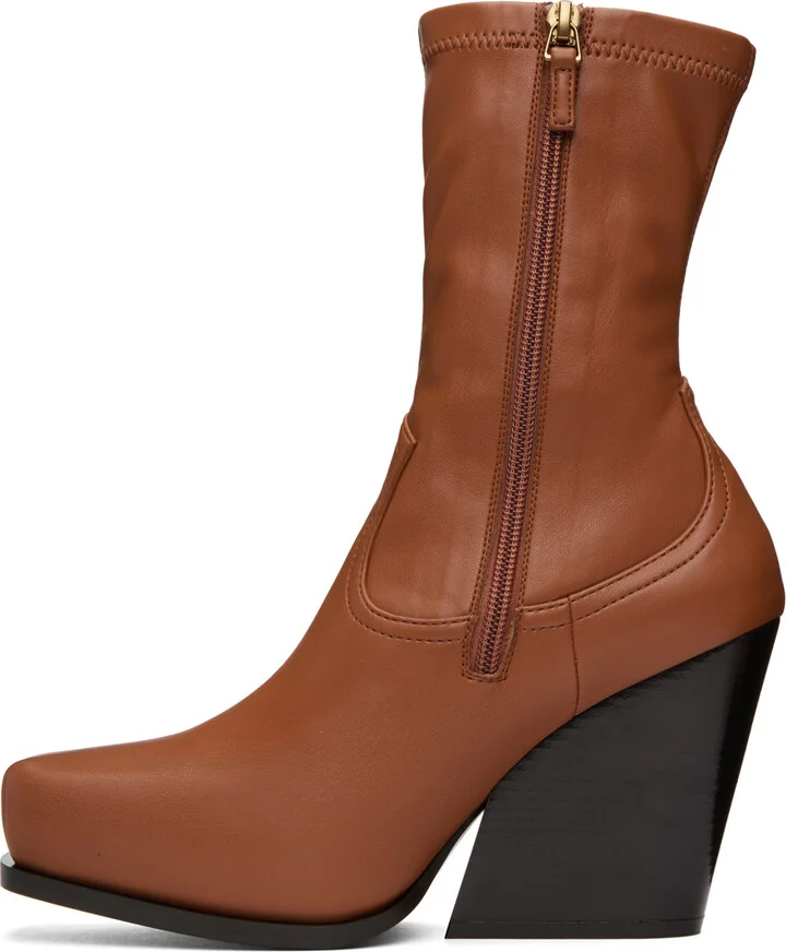 Stella McCartney Brown Cowboy Ankle Boots - Image 3