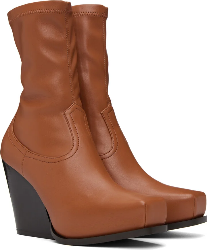 Stella McCartney Brown Cowboy Ankle Boots - Image 4