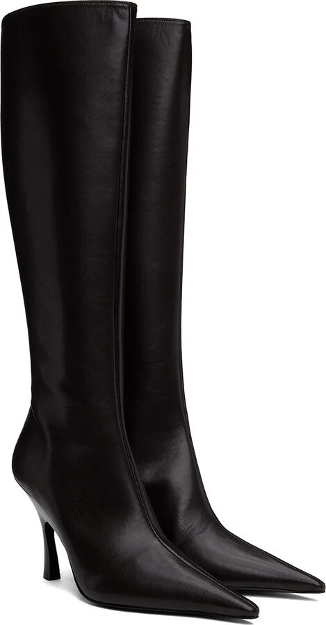 Stella McCartney Brown Elsa Knee-High Heeled Tall Boots - Image 4