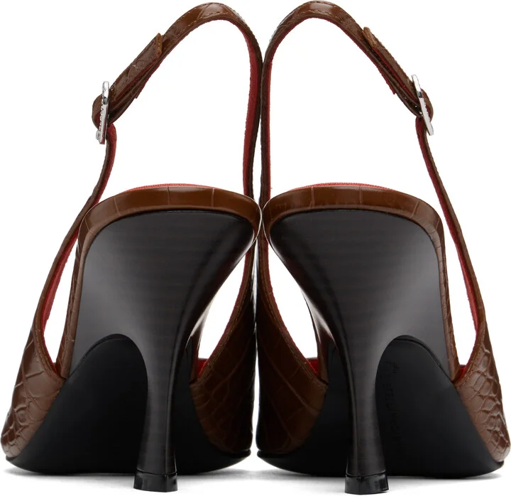 Stella McCartney Brown Elsa Pointed Toe Slingback Heels - Image 2