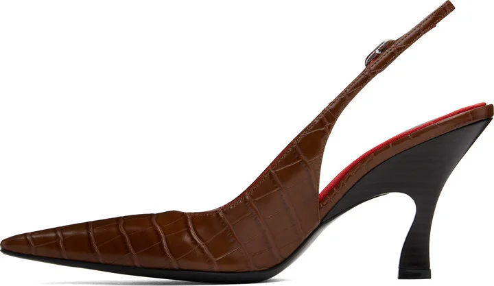 Stella McCartney Brown Elsa Pointed Toe Slingback Heels - Image 3