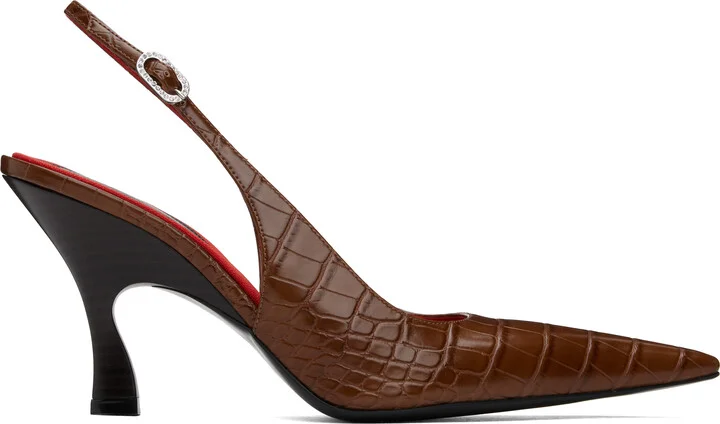 Stella McCartney Brown Elsa Pointed Toe Slingback Heels