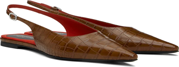 Stella McCartney Brown Elsa Slingback Ballerina Flats - Image 4