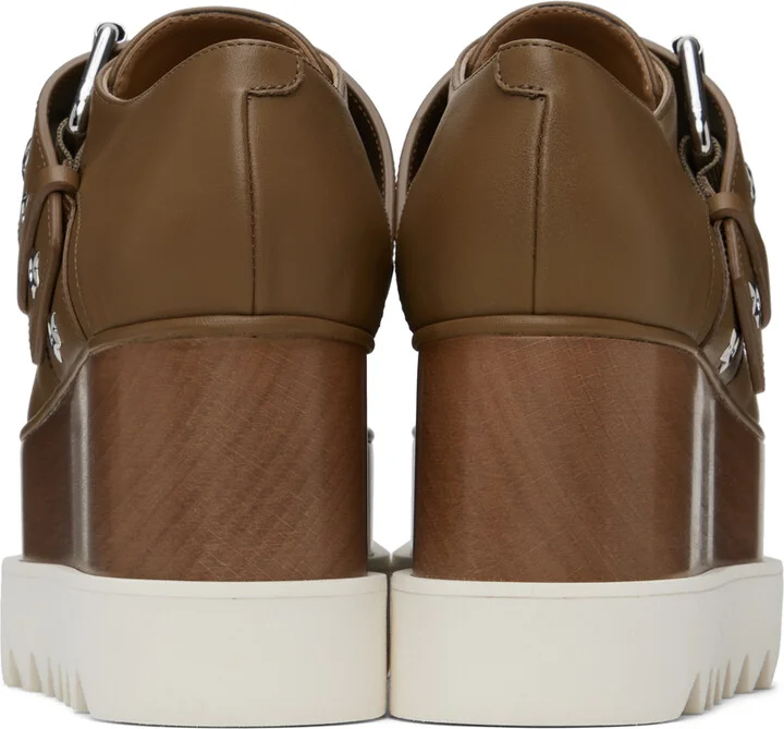 Stella McCartney Brown Elyse Star-Studded Buckle Platform Derbys - Image 2