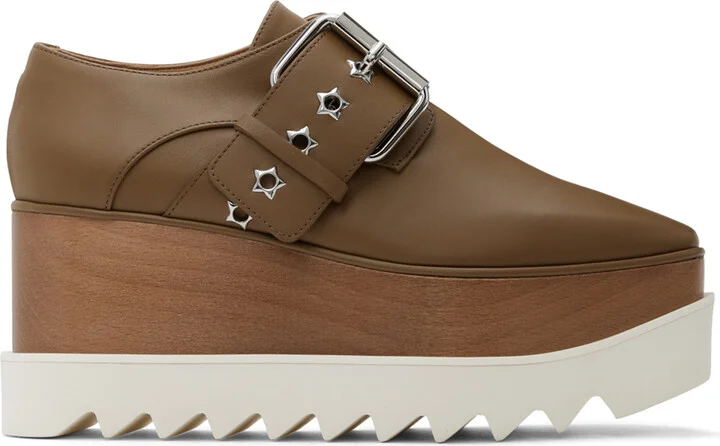 Stella McCartney Brown Elyse Star-Studded Buckle Platform Derbys