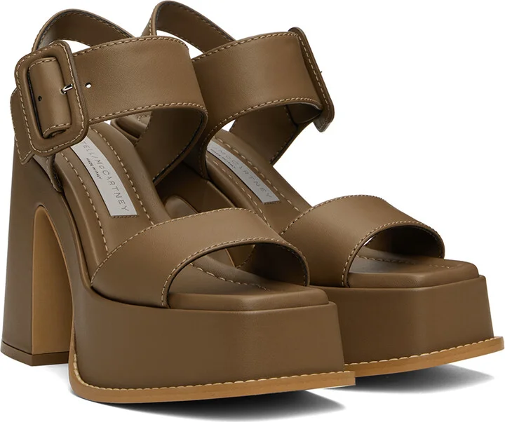 Stella McCartney Brown Skyla Buckled Platform Heeled Sandals - Image 4