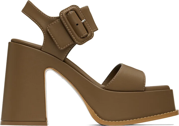 Stella McCartney Brown Skyla Buckled Platform Heeled Sandals