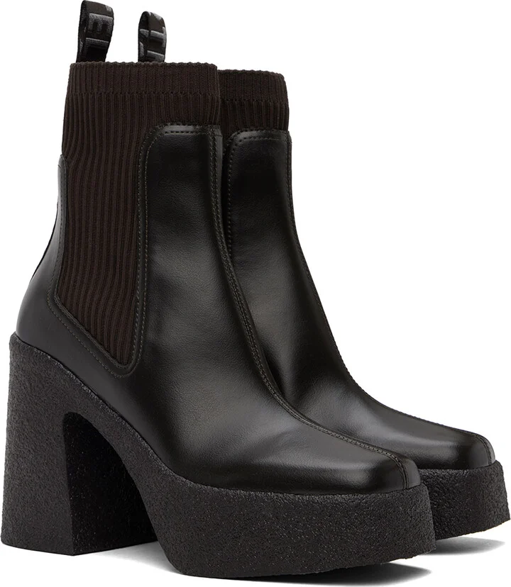 Stella McCartney Brown Skyla Heeled Sock Boots - Image 4