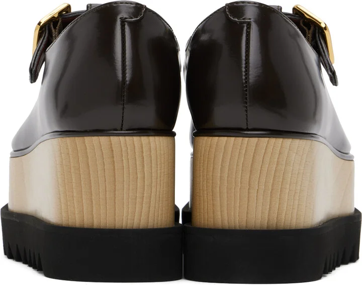 Stella McCartney Brown Sneak-Elyse T-Bar Platform Mary Jane Loafers - Image 2