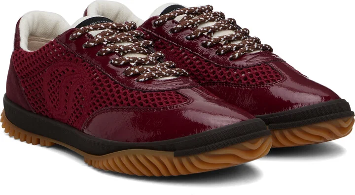 Stella McCartney Burgundy S-Wave Sport Mesh Paneled Sneakers - Image 4