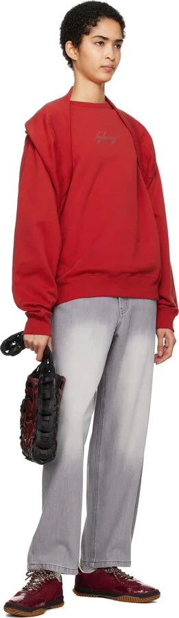 Stella McCartney Burgundy S-Wave Sport Mesh Paneled Sneakers - Image 5